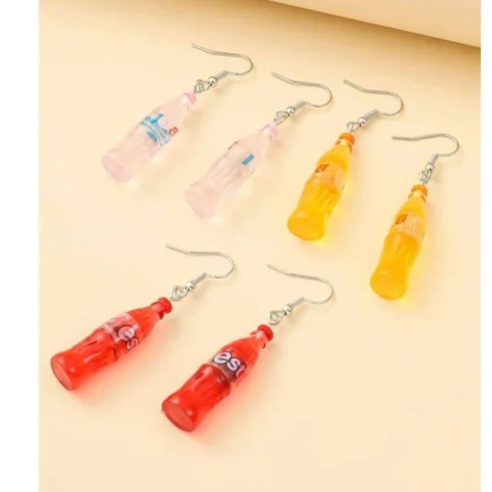 ⭐️❤️FREE Bottle Drink Soda Snack Boho Pop Art Deco Hipster Farm Hip Earrings Set